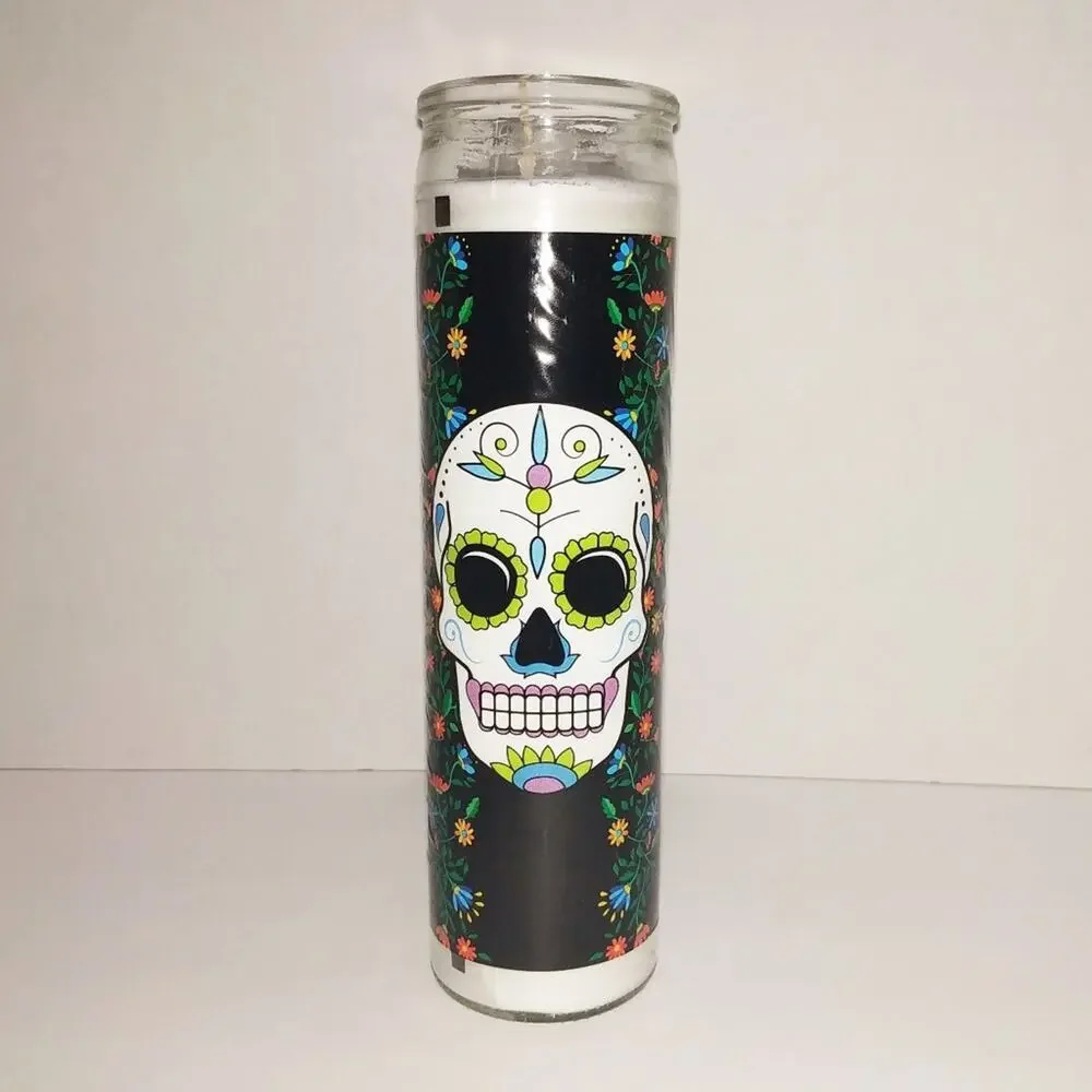 Day of the Dead Glass Jar Prayer Candle